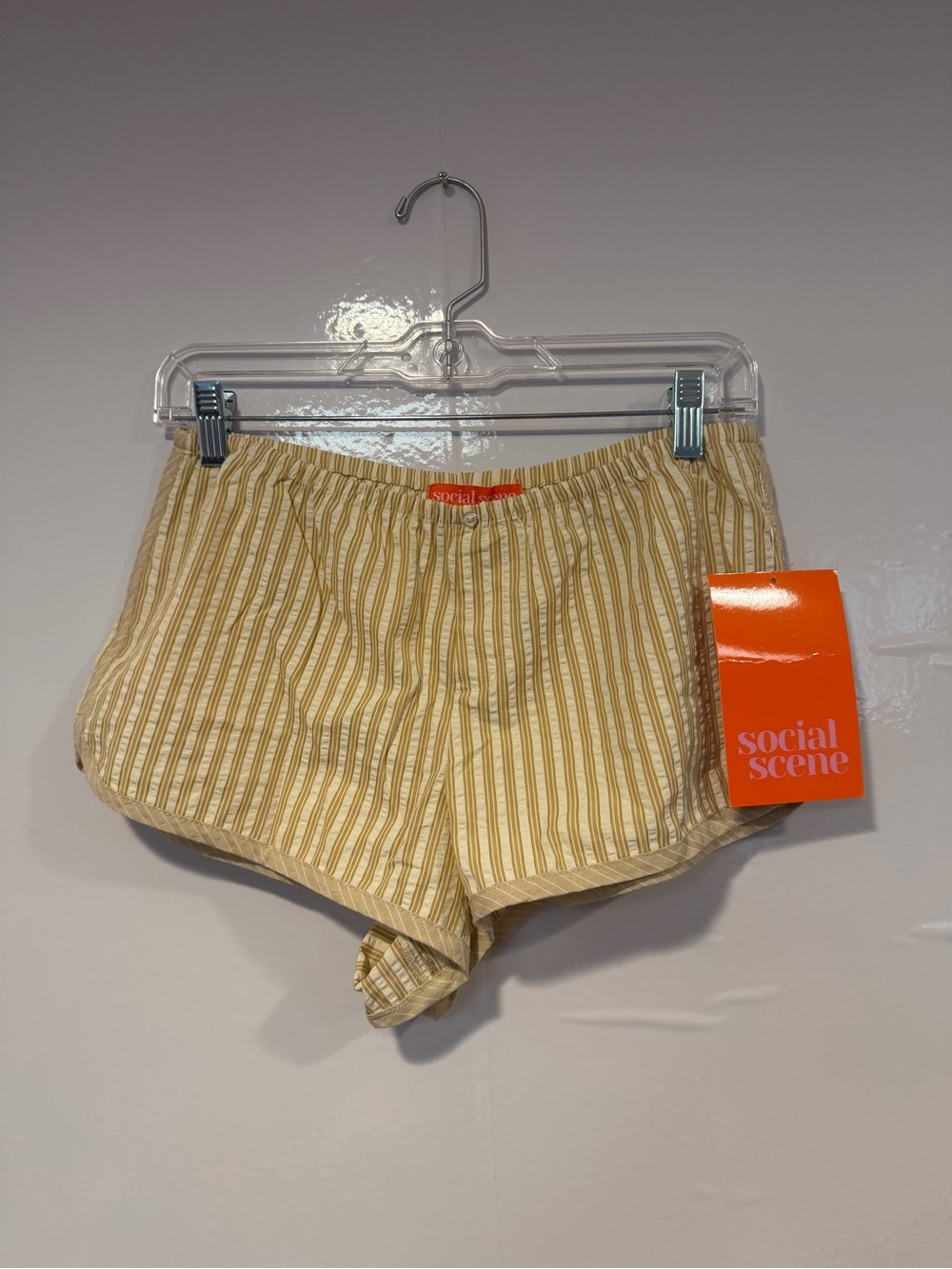Social Scene Yellow Striped Cotton Shorts NWT